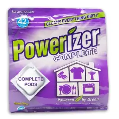 Powerizer Complete Pods - 42 Count: ALL-IN-ONE Plant-Based Laundry & Dishwasher Detergent Pods | Multipurpose Household Cleaner & Stain Remover