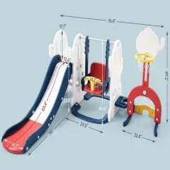 Ronipic 7 In 1 Toddler Slide and Swing Set Indoor Outdoor Playground with Slide Swing Climbing Basketball Soccer Golf Ring Toss for Ages 1-6,Green