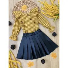 Girls Stay Classy Vegan Leather Skirt Set - Mia Belle Girls