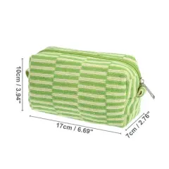 Unique Bargains Durable Knitting Makeup Bag Green Yellow 1 Pc