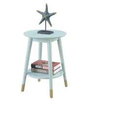 Wilson Mid-Century Modern Round End Table with Bottom Shelf - Breighton Home