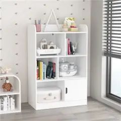 YONWAY Kids Bookcase, Bookshelf with 6 Compartments, Freestanding Shelves and Cube Organizer, for Bedroom Living Room Office Closet School in White