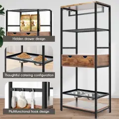 Lyngins Modern Multi-Level Pet Tree Storage Tower for Indoors,Dog/Cat Condo Cabinet with Shelves,Feeding Station