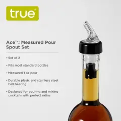 True Ace Measured Liquor Pour Spout - 1oz Pourer - Fits Standard Liquor Bottles - Automatic Measuring Liquor Pourer Bar Accessory - Plastic Set of 2
