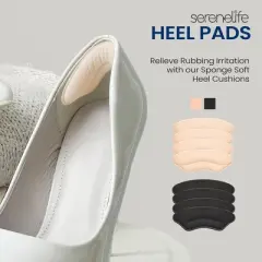 SereneLife Heel Pad Shoe Insert, Soft Gel Cushion, 4-Pack - Black & Apricot