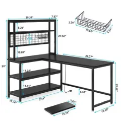 Resenkos Computer Desk, Gaming Desk,55" Reversible L-Shaped Desk with Wireless Charging & Shelves,