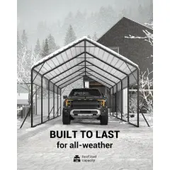 GustoWave 13'x26' Heavy Duty Steel Carport for All Weather Sedans, Bass Boats, Motos, ATVs, and SUVs