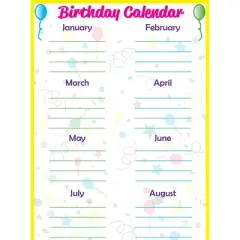 Flipside Products Low-Tac Birthday Calendar Vertical