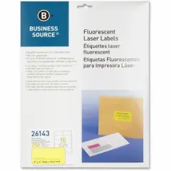 Business Source - Neon Labels - Neon Yellow - 4 in. - 250 Per Pack