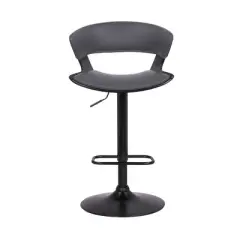 Karine Adjustable Swivel Faux Leather Metal Barstool Gray/Black - Armen Living