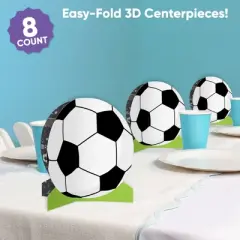 Big Dot of Happiness 3D Soccer Centerpiece Table Decorations, Freestanding Sports-Themed Baby Shower or Soccer Birthday Party Centerpieces - 8 Count