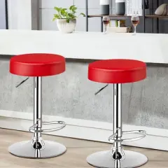 Costway Set of 4 Round Bar Stool Adjustable Swivel Pub Chair w/ Footrest White\Red\Black