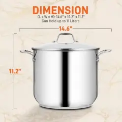 NutriChef 12-Quart Stainless Steel Stock Pot - 18/8 Food Grade Steel Heavy Duty