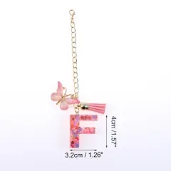 Unique Bargains Heart Sequin Letter F Butterfly Tassel Water Cup Pendant Pink 1 Pc