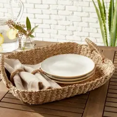 Twisted Seagrass Woven Tray Basket with Handle - Threshold&trade;