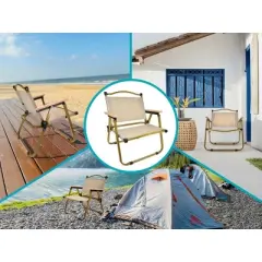 MPM Foldable Camp Chair, Portable Folding Chair, Collapsible Arm Chair, For Picnic, Camping