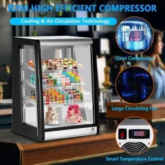 Acekool Commercial Countertop Refrigerator Display Case 5.2 Cu. Ft with Interior LED Lighting & Rear Sliding Door