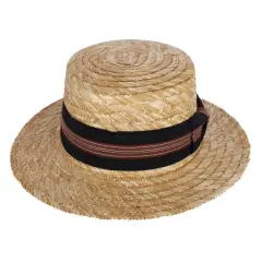 Epoch Hats Company Men's Wheat Straw Boater Hat with Black Striped Hatband
