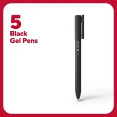 TRU RED Quick Dry Gel Pens Fine Point 0.5mm Blk 5/Pack TR54468