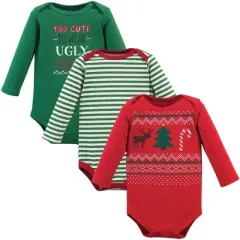 Little Treasure Baby Boy Cotton Long-Sleeve Bodysuits 3pk, Ugly Sweater