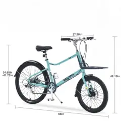 DSVIMOY Bicycles, 26 Inch Freestyle Bike for Men Women Boys and Girls, 7 Speed Cargo Bike, Green, 65"*27.56"*42.13"