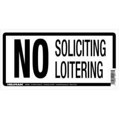Hillman English White No Soliciting Sign 5 in. H X 10 in. W - Case of 6
