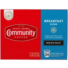 Community Coffee Breakfast Blend Medium Roast Coffee - Single Serve Pods - 24ct