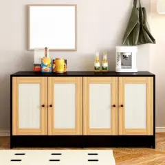 Litter Box Enclosure for 2 Cats, 47" Double Hidden Cat Litter Box Furniture, Large Space Indoor Pet House Crate Furniture With Pull Out Bottom Plate