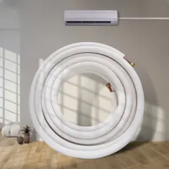 VEVOR 50FT Mini Split Line Set, 3/8" & 5/8" O.D Copper Pipes Tubing and Triple-Layer Insulation, for Mini Split Air Conditioning Refrigerant, White