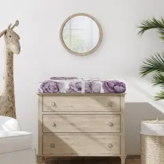 Sweet Jojo Designs Girl Changing Pad Sheet Peony Floral Garden Lavender Purple and Ivory