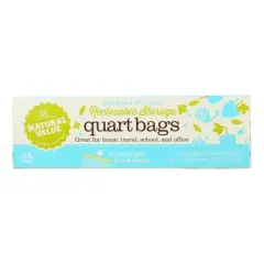 Natural Value Reclosable Storage Quart Bags - Case of 12/24 ct