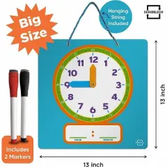 SCRIBBLEDO Clock Practice Dry Erase Board w 2 markers