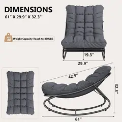 Patio Rocking Chair with Thick Cushion, Comfy Indoor/Outdoor Lounge Rocker for Porch, Garden, Living Room