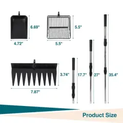 Garvee 3-in-1 Chicken Coop Cleaning Tool with Rake, Shovel & Scoop &ndash; Adjustable Stainless Steel Handle for Poultry Waste, Sand & Bedding