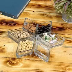 Slickblue Cristalline Interlocking Mini Glass Dish Set of 6 &ndash; Tapas & Appetizer Serving Dishes, Triangle/Diamond Design