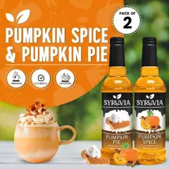 Syruvia Variety Pack - Pumpkin Spice & Pumpkin Pie Syrup 25.4 Fl oz (2-Pack)