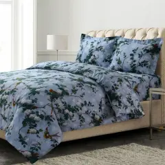 Celina Floral Printed Flannel Oversized Duvet Cover Set - Azores Home