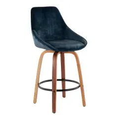 Set of 2 25" Diana Counter Height Barstools Walnut/Blue - LumiSource