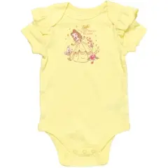 Disney Princess The Little Mermaid Ariel Belle Tiana Baby Girls Bodysuit Shorts and Headband 3 Piece Outfit Set Newborn to Infant