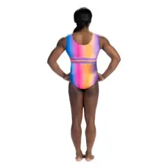 GK Elite Girls' Simone Biles Gradient Striped Leotard
