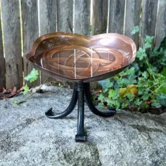8.25" Celtic Dara Knot Birdbath with Tripod Stand Antique Copper Finish - Achla Designs: Weather-Resistant, Freestanding