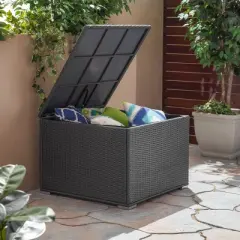 Santa Rosa Wicker Patio Storage Ottoman - Gray - Christopher Knight Home