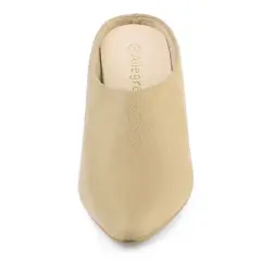 Allegra K Women's Pointed Toe Slip on Block Heel Slide Mules