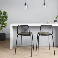 Set of 2 Sodra Rounded Seat Wire Counter Height Barstool Black - Threshold&trade;