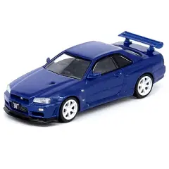 Nissan Skyline GT-R (R34) V-Spec II NUR RHD (Right Hand Drive) Bayside Blue Metallic 1/64 Diecast Model Car by Inno Models