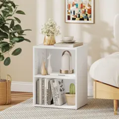 Costway 2-Cube Bookcase with Adjustable Shelf Freestanding 2-Tier Open Bookshelf Modern