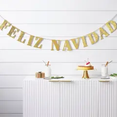 6' Wood 'Feliz Navidad' Christmas Word Garland Gold - Wondershop&trade;: Horizontal Ready-to-Hang Decor