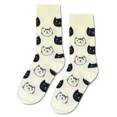 Black and White Cat Pattern Socks (Women's Sizes, Adult Medium)