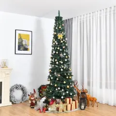 Costway 9FT Pencil Christmas Tree Slim Xmas Tree for Indoor Outdoor Decoration Green