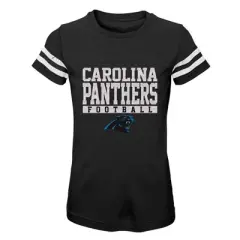 NFL Carolina Panthers Girls' Short Sleeve Stripe Fashion T-Shirt